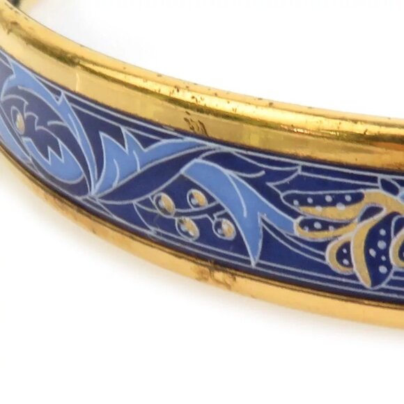 Auth HERMES Cloisonne Bangle Bracelet Gold/Blue Metal/Enamel - Picture 6 of 8
